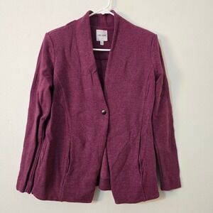NIC+ZOE Blazer Maroon Single Button V Neck Womens Extra Small